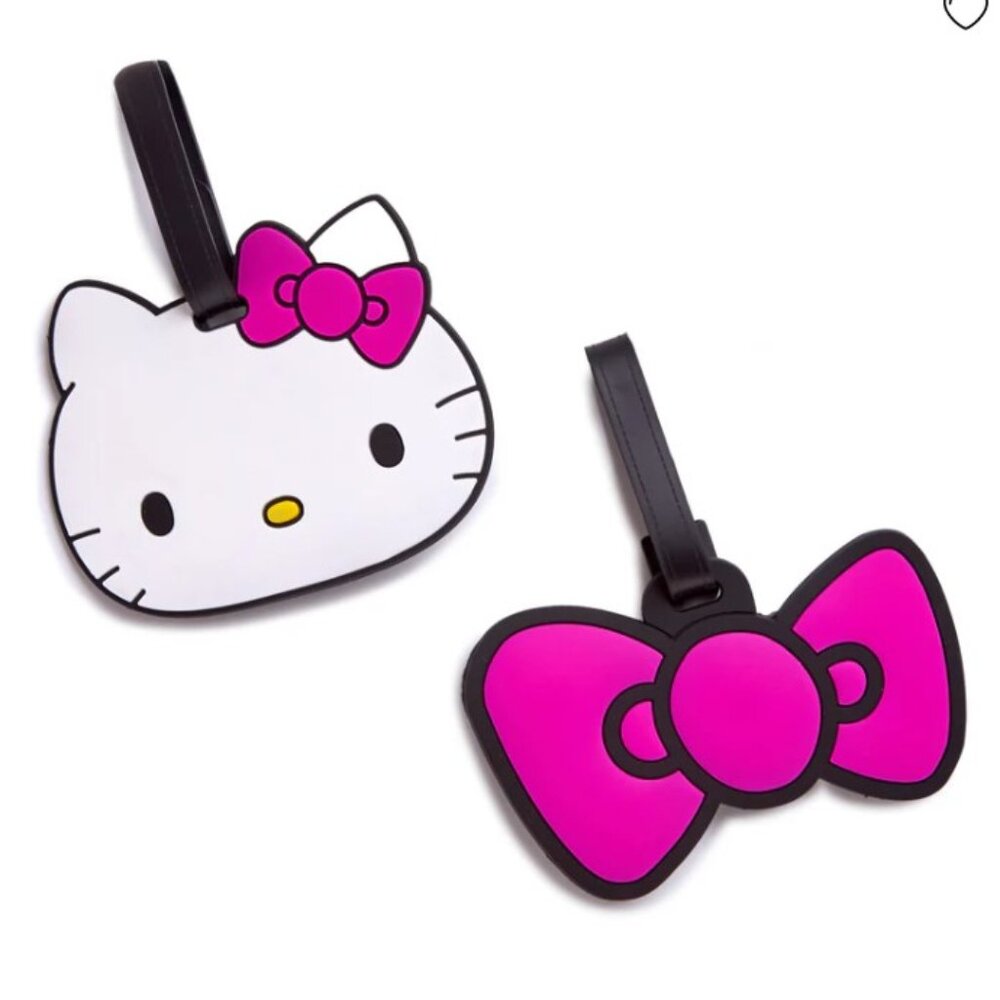 NWT SANRIO HELLO KITTY PINK BOW 2 PIECE LUGGAGE TAGS